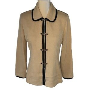 St. John Collection Gold Yellow & Black Trim Sanatana Knit Blazer Size 4
